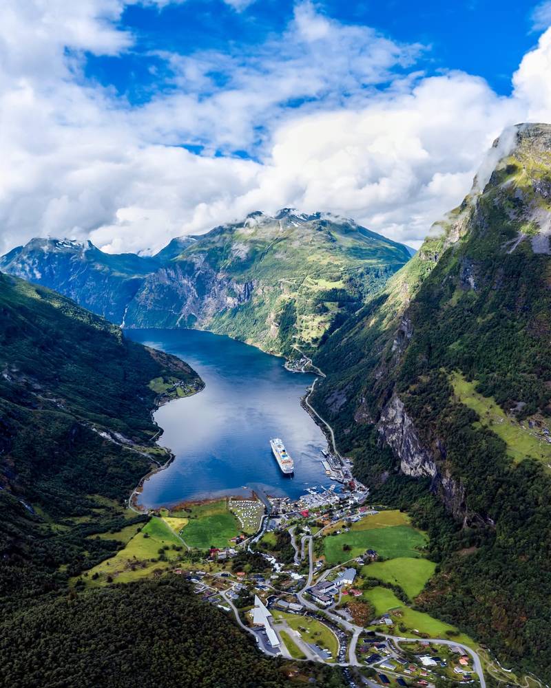 The village of Geiranger at the head of the Geirangerfjord, Norway